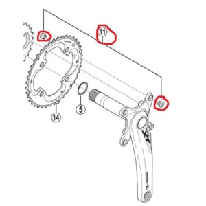 Shimano XT FC-M785 Kettenblattschraube M8x7mm Mit Gewindehülse 6