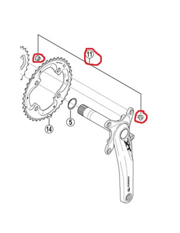 Shimano XT FC-M785 Kettenblattschraube M8x7mm Mit Gewindehülse 3